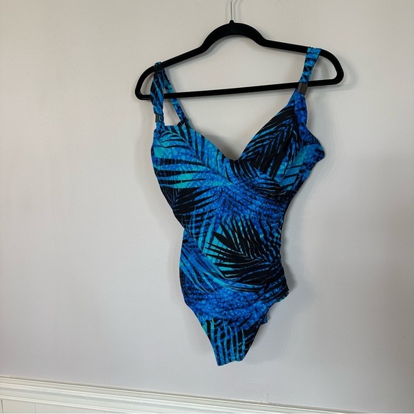 Miraclesuit Siren One Piece in Paka Mayan Women’s Blue/Black Swimsuit Sz 14 GUC - Picture 2 of 10